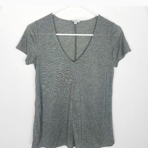 VINCE V-Neck Short Sleeve T-Shirt Gray Metallic